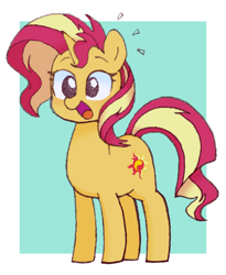 Size: 984x1200 | Tagged: safe, artist:ch-chau, sunset shimmer, pony, unicorn, g4, abstract background, cute, female, happy, mare, open mouth, shimmerbetes, smiling, solo