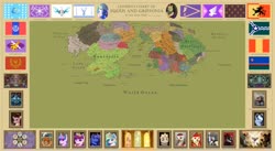 Size: 17595x9612 | Tagged: safe, equestria at war mod, absurd resolution, continent, crystal empire, crystal empire flag, dragon's lair, equestria, flag of equestria, griffon empire, incomplete, map, new mareland, ocean, olenia, original location, political map, stalliongrad, wip, world map, yakyakistan