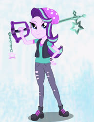 Size: 2550x3300 | Tagged: safe, artist:lowponview, starlight glimmer, equestria girls, g4, beanie, disney, female, hat, high res, keyblade, kingdom hearts, name pun, solo