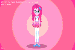 Size: 1667x1111 | Tagged: safe, artist:creativeli3, pinkie pie, equestria girls, g4, my little pony equestria girls: better together, adobe animate, adobe flash, animated, arms, breasts, bust, clothes, female, fingers, gif, hand, happy, leggings, legs, long hair, puppet rig, rotating, shoes, skirt, sleeveless, smiling, solo, spinning, standing, tank top, teenager, turnaround, you spin me right round