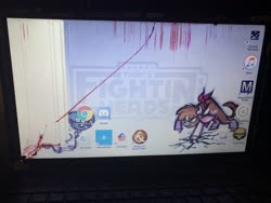 Size: 4032x3024 | Tagged: safe, arizona (tfh), cow, them's fightin' herds, broken screen, community related, computer