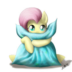 Size: 978x978 | Tagged: safe, artist:zigword, fluttershy, pegasus, pony, g4, cute, female, hug, looking at you, pillow, pillow hug, puppy dog eyes, shyabetes, simple background, sitting, solo