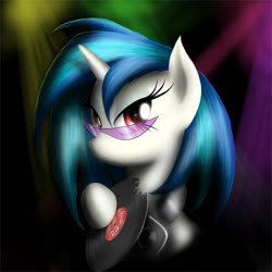 Size: 978x978 | Tagged: safe, artist:zigword, dj pon-3, vinyl scratch, pony, g4, female, glasses, headphones, solo, vinyl disc