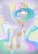 Size: 1000x1414 | Tagged: safe, artist:janelearts, princess celestia, alicorn, pony, g4, female, flying, solo, white eyes