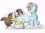 Size: 2416x1792 | Tagged: safe, artist:lightisanasshole, oc, oc:dorm pony, oc:wild waterfall, pegasus, pony, unicorn, :3, assisted preening, blonde hair, blonde mane, blue eyes, brown mane, chest fluff, closed mouth, colored hooves, colored wings, curved horn, duo, ear fluff, feathered wings, female, grooming, heart, heart eyes, hoof fluff, horn, love, mare, messy mane, nom, pair, pegasus oc, pegasus wings, photo, preening, shadow, shipping, sitting, spread wings, wiggle, wing fluff, wingding eyes, wings