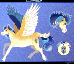 Size: 1114x968 | Tagged: safe, artist:bijutsuyoukai, oc, oc only, oc:gallant knight, pegasus, pony, colored wings, male, multicolored wings, solo, stallion, wings
