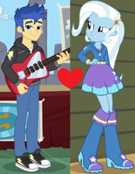 Size: 614x790 | Tagged: source needed, safe, edit, edited screencap, screencap, flash sentry, trixie, best trends forever, equestria girls, g4, my little pony equestria girls: better together, my little pony equestria girls: rainbow rocks, cropped, sentrixie, shipping, shipping domino, straight
