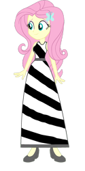 Size: 1024x2049 | Tagged: safe, artist:cartoonmasterv3, fluttershy, zebra, equestria girls, g4, female, long dress, simple background, solo, transparent background, zebra dress