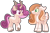 Size: 2404x1590 | Tagged: safe, artist:kurosawakuro, oc, oc only, deer, deer pony, hybrid, original species, peryton, pony, base used, chest fluff, female, interspecies offspring, male, offspring, outline, parent:king aspen, parent:princess cadance, siblings, simple background, transparent background