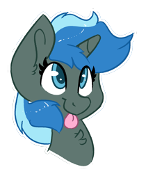 Size: 1149x1367 | Tagged: safe, artist:northwindsmlp, oc, oc only, oc:bluesky, pony, unicorn, bust, female, mare, portrait, simple background, solo, tongue out, transparent background