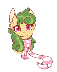 Size: 1456x1843 | Tagged: safe, artist:koloredkat, oc, oc only, earth pony, pony, bust, clothes, ear fluff, earth pony oc, scarf, simple background, smiling, solo, transparent background, ych result