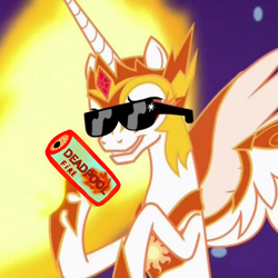 Size: 1000x1000 | Tagged: safe, artist:php185, edit, daybreaker, pony, g4, burn, female, solo, sunglasses