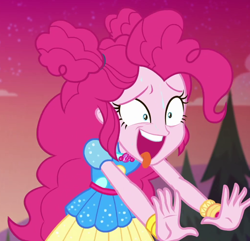 Size: 1028x991 | Tagged: safe, screencap, pinkie pie, equestria girls, equestria girls specials, g4, my little pony equestria girls: better together, my little pony equestria girls: sunset's backstage pass, cropped, female, out of context, solo, tongue out, want