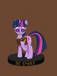 Size: 1200x1600 | Tagged: safe, artist:toshimatsu, derpibooru exclusive, twilight sparkle, pony, unicorn, fallout equestria, g4, female, figurine, hooves, mare, ministry mares, ministry mares statuette, raised hoof, simple background, solo