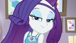 Size: 1280x720 | Tagged: safe, screencap, rarity, do it for the ponygram!, equestria girls, g4, my little pony equestria girls: better together, eyeshadow, female, geode of shielding, lidded eyes, looking at you, magical geodes, makeup, rarity peplum dress, solo