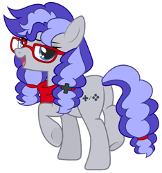 Size: 1011x1080 | Tagged: artist needed, safe, oc, oc only, oc:cinnabyte, earth pony, pony, adorkable, bandana, butt, cinnabetes, cute, dork, female, glasses, looking at you, looking back, looking back at you, mare, meganekko, ocbetes, pigtails, plot, rear view, simple background, smug, solo, transparent background