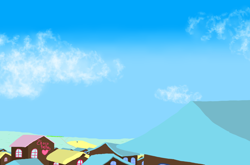 Size: 1088x720 | Tagged: safe, background, cloud, concept art, farm, house, no pony, photo, sky, town, wallpaper