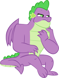 Size: 4519x5907 | Tagged: safe, artist:memnoch, spike, dragon, g4, the last problem, gigachad spike, male, older, older spike, simple background, solo, transparent background, winged spike, wings