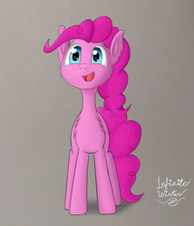 Size: 2250x2626 | Tagged: safe, artist:infinite winter, derpibooru exclusive, pinkie pie, earth pony, pony, g4, chest fluff, cute, female, happy, high res, mare, simple background, smiling, solo