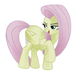 Size: 2177x2065 | Tagged: safe, artist:manhunterj, fluttershy, pony, g4, discorded, female, flutterbitch, high res, simple background, solo
