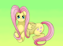 Size: 3510x2550 | Tagged: safe, artist:manhunterj, fluttershy, pegasus, pony, g4, blushing, female, high res, mare, simple background, solo