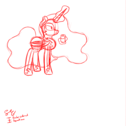 Size: 899x899 | Tagged: safe, alternate version, artist:embroidered equations, nightmare moon, oc, oc:beat spark, alicorn, bat pony, pony, unicorn, friendship is magic, g4, alcohol, animated, bad script readings, beer, frame by frame, sketch, wightware woona
