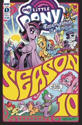 Size: 1054x1600 | Tagged: safe, artist:andypriceart, idw, apple bloom, applejack, fluttershy, pinkie pie, princess celestia, princess luna, rainbow dash, rarity, scootaloo, spike, sweetie belle, twilight sparkle, alicorn, dragon, earth pony, pegasus, pony, unicorn, g4, season 10, spoiler:comic, spoiler:comic89, spoiler:comicseason10, armpits, cover, crossed hooves, cutie mark crusaders, female, filly, male, mane six, mare, raised hoof, twilight sparkle (alicorn), winged spike, wings