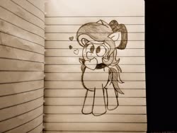 Size: 2560x1920 | Tagged: safe, artist:thebadbadger, oc, oc only, oc:vela luz, pony, heart, lined paper, solo, traditional art
