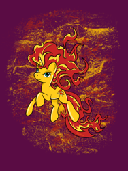 Size: 1536x2048 | Tagged: safe, artist:amynewblue, sunset shimmer, pony, unicorn, g4, female, fiery shimmer, fire, mare, solo
