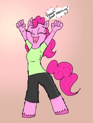 Size: 768x1024 | Tagged: safe, artist:princessmuffinart, pinkie pie, earth pony, anthro, g4, female, solo, stretching