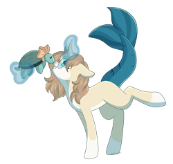 Size: 2845x2693 | Tagged: safe, artist:ohhoneybee, oc, oc:bubbles, pony, turtle, unicorn, female, fish tail, glasses, high res, magic, mare, neck bow, nuzzling, simple background, transparent background