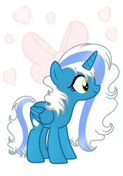 Size: 1024x1464 | Tagged: safe, artist:riofluttershy, oc, oc:fleurbelle, alicorn, pony, adorabelle, adorable face, alicorn oc, bow, cute, female, hair bow, heart, horn, mare, smiling, sweet, yellow eyes