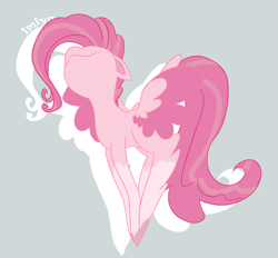 Size: 1280x1186 | Tagged: safe, artist:imiya, pinkie pie, pegasus, pony, g4, colored wings, female, g5 concept leak style, g5 concept leaks, mare, pegasus pinkie pie, pinkie pie (g5 concept leak), race swap, redesign, smiling, solo, wings