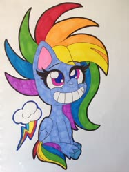 Size: 1024x1366 | Tagged: safe, artist:puresthope125, rainbow dash, pegasus, pony, g4.5, my little pony: pony life, female, mare, smiling, solo, traditional art