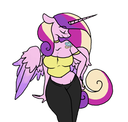 Size: 2220x2104 | Tagged: safe, artist:smirk, princess cadance, anthro, g4, alternative cutie mark placement, clothes, female, high res, ms paint, simple background, solo, tank top, tattoo, transparent background