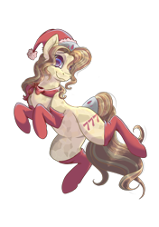 Size: 2039x2894 | Tagged: safe, artist:banoodle, oc, oc only, oc:lucky lightshow, crystal pony, pony, christmas, female, hat, high res, holiday, mare, santa hat, simple background, solo, transparent background