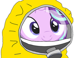 Size: 686x526 | Tagged: artist needed, source needed, safe, starlight glimmer, pony, unicorn, g4, female, hazmat suit, meme, smiling, solo