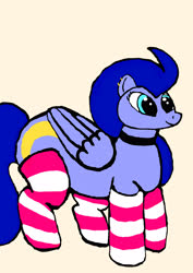 Size: 2507x3541 | Tagged: safe, artist:midnight_mare, oc, oc only, oc:midnight mare, pony, clothes, female, high res, male, mare, simple background, socks, solo, stallion, striped socks