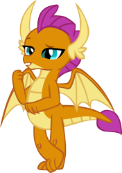 Size: 4044x5740 | Tagged: safe, artist:memnoch, smolder, dragon, g4, claws, crossed legs, fangs, female, horns, kid, lidded eyes, raised arm, raised eyebrow, simple background, smiling, smugder, solo, spread wings, talking, teenaged dragon, teenager, toes, transparent background, vector