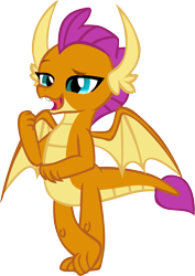 Size: 3949x5582 | Tagged: safe, artist:memnoch, smolder, dragon, g4, claws, crossed legs, dragoness, female, horns, lidded eyes, open mouth, raised eyebrow, simple background, smiling, smirk, smugder, solo, spread wings, talking, teenaged dragon, teenager, transparent background, vector