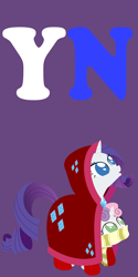 Size: 2000x4000 | Tagged: safe, anonymous artist, part of a set, rarity, sweetie belle, pony, series:fm holidays, g4, boots, cloak, clothes, duo, female, happy new year, holiday, hood, lineless, looking at something, looking up, new year, no pupils, part of a series, purple background, scarf, shoes, siblings, simple background, sisters