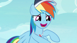 Size: 1920x1080 | Tagged: safe, screencap, rainbow dash, pegasus, pony, 2 4 6 greaaat, g4, coach rainbow dash, female, mare, open mouth, solo, spread wings, wings