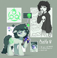 Size: 1200x1225 | Tagged: safe, artist:cokesleeve, oc, oc only, oc:amity, earth pony, human, pony, cutie mark, female, freckles, human female, reference sheet, solo