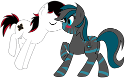 Size: 1994x1252 | Tagged: safe, artist:theironheart, oc, oc only, oc:crooked cross, oc:zh3sh1re, earth pony, hybrid, pony, zebra, zony, base used, blush sticker, blushing, earth pony oc, eyes closed, femboy, kissing, male, raised hoof, simple background, transparent background, zony oc