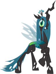 Size: 5000x6530 | Tagged: safe, artist:bluepedro, queen chrysalis, changeling, changeling queen, a canterlot wedding, g4, crown, female, grin, jewelry, raised hoof, regalia, simple background, smiling, solo, transparent background, vector