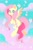 Size: 1024x1548 | Tagged: safe, artist:spookstressprincess, fluttershy, butterfly, pegasus, pony, g4, cloud, cute, female, flying, heart eyes, mare, no pupils, shyabetes, sky, solo, two toned wings, wingding eyes, wings