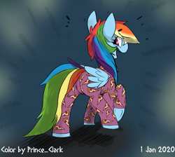 Size: 1021x914 | Tagged: safe, artist:princeclark, artist:xieril, color edit, edit, rainbow dash, pegasus, pony, g4, clothes, colored, cute, dashabetes, female, food, happy, mare, meat, open mouth, pajamas, pepperoni, pepperoni pizza, pizza, smiling, solo, that pony sure does love pizza, wings