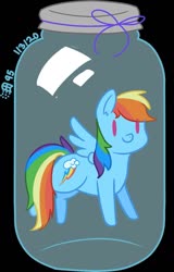 Size: 921x1441 | Tagged: safe, artist:windows-longhorn, rainbow dash, pegasus, pony, g4, cute, female, jar, lewd container meme, mare, pony in a bottle, wings