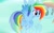 Size: 1952x1220 | Tagged: safe, artist:bronyacholly, rainbow dash, pegasus, pony, g4, cute, female, flying, g5 concept leak style, g5 concept leaks, mare, rainbow dash (g5 concept leak), redesign, sky, smiling, solo, wings, zoom layer