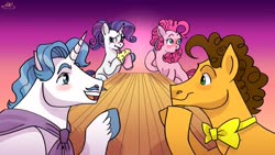 Size: 1280x720 | Tagged: dead source, safe, artist:hateful-minds, cheese sandwich, fancypants, pinkie pie, rarity, earth pony, pony, g4, bisexual, cheesepants, double date, female, gay, gay in front of girls, lesbian, lesbian in front of boys, male, ship:cheesepie, ship:raripants, ship:raripie, shipping, stallion, straight